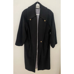 Vintage 60's Pierre Balmain Black Long Overcoat Designer Luxury